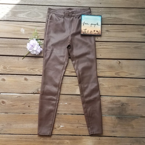 Free People Long & Lean Faux Leather Skinny Pants - Picture 2 of 5